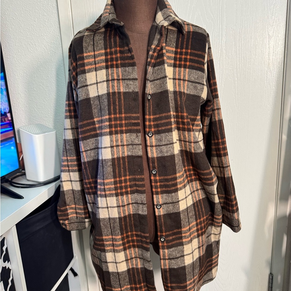 Plaid Button-Up Shirt Jacket